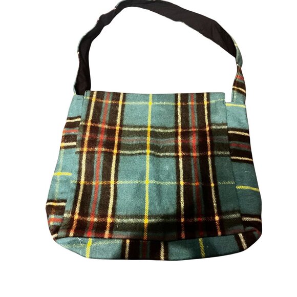 Patrick King Woolen Messenger Bag  Tartan green Plaid Adjustable Strap‎ Scottish - Picture 7 of 8